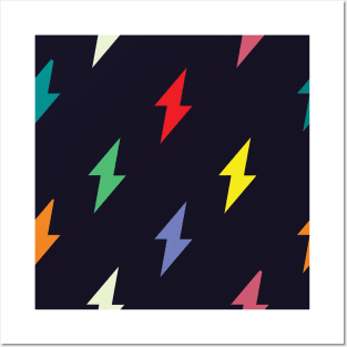 Colorful Lightning Bolt Pattern Posters and Art